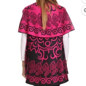 Pashmina Reversible 100% Cashmere Soft Wrap Shawl Magenta Black One Size Poncho